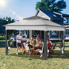 Jopassy Pavillon 3x3 m wasserdicht mit Moskitonetz und Doppeldach für Garten