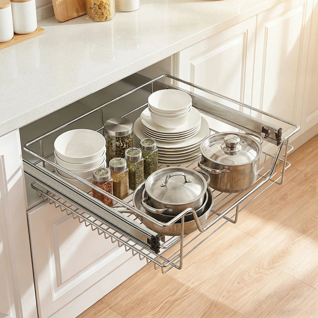 Jopassy Küchenschrank Auszug Korbauszug 30/40 50/60cm Teleskopschublade für Spülschrank