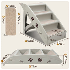 Jopassy Hundetreppe 4 Stufen klappbar bis 75 kg für Sofa Bett und Auto