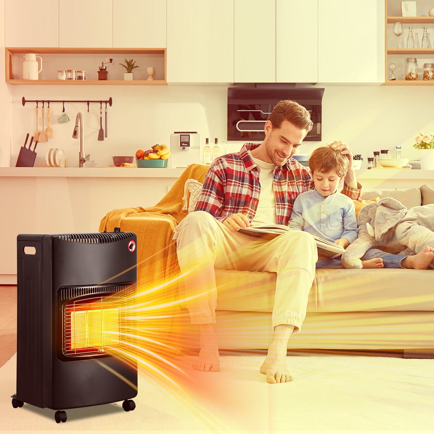 Jopassy Gasofen 4200W für Propan und Butan mit Druckregler Adapter und Rollen