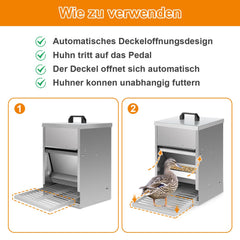 Jopassy Futterautomat Hühner 5 kg verzinkt mit Pedal rattensicher