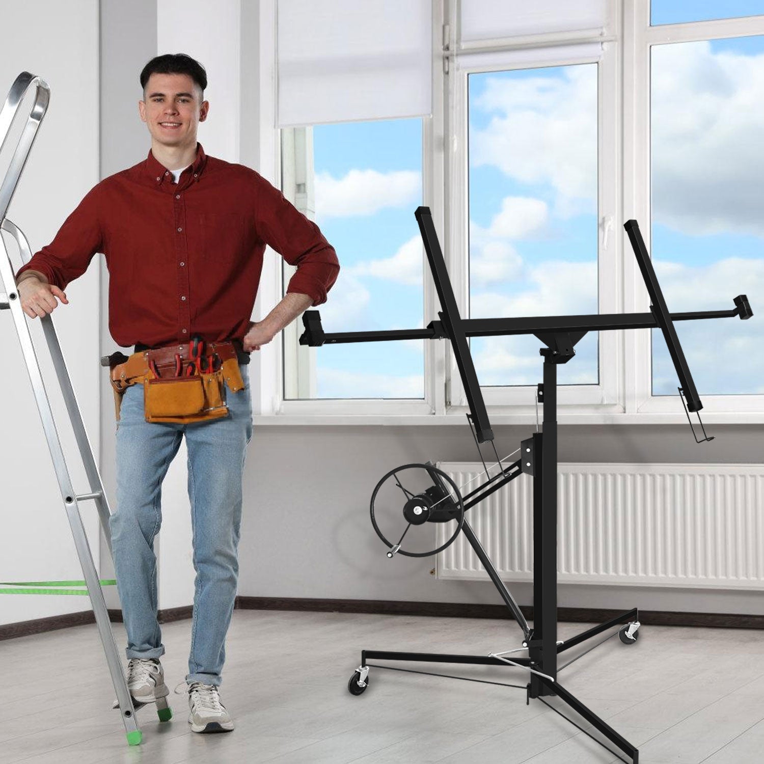 Jopassy Plattenheber klappbar 140-325 cm höhenverstellbar bis 68 kg für Trockenbau