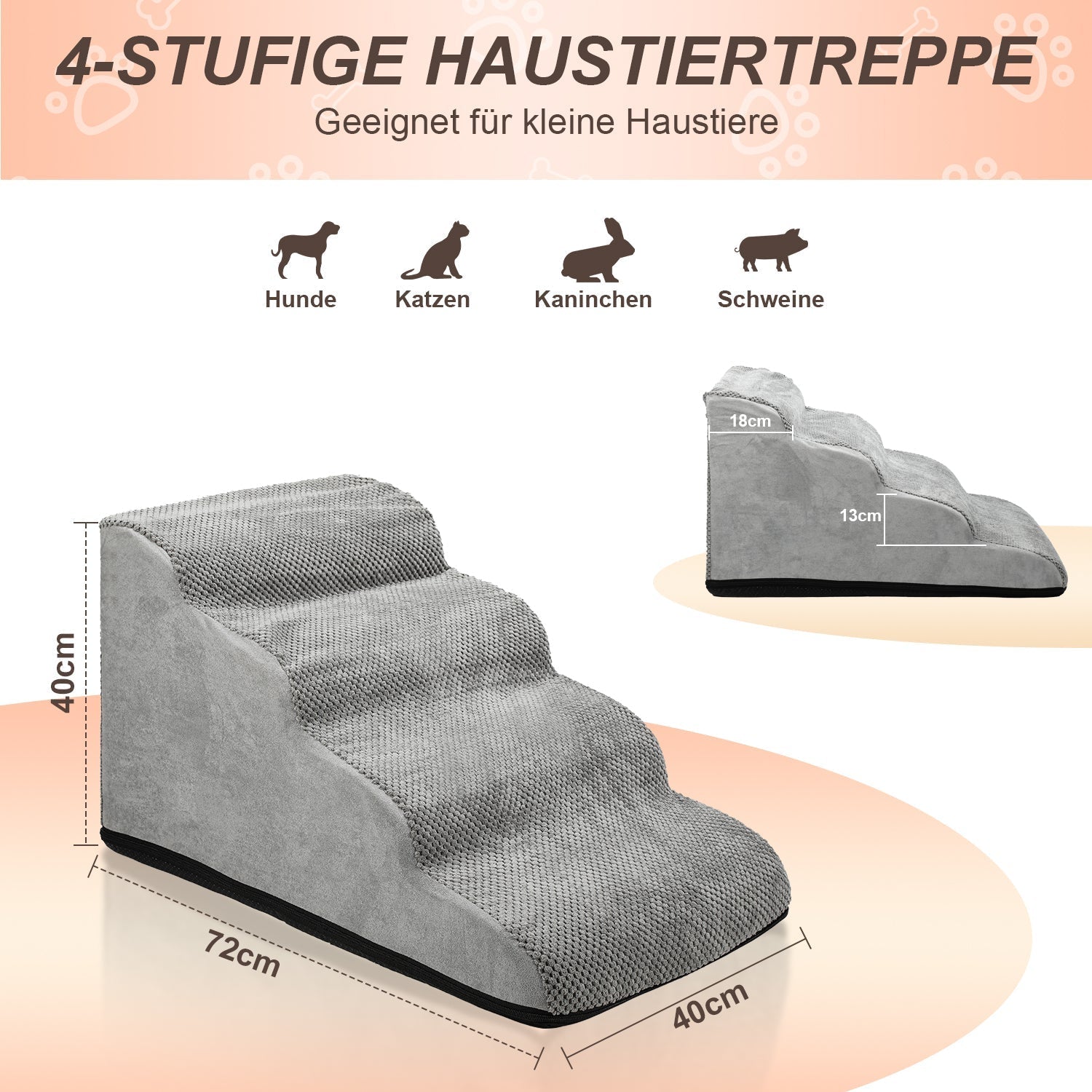 Jopassy Hundetreppe 3 oder 4 Stufen bis 18 kg rutschfest
