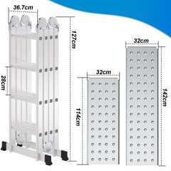 Jopassy Mehrzweckleiter Aluminium Klappleiter 7 in 1 mit Arbeitsplattform