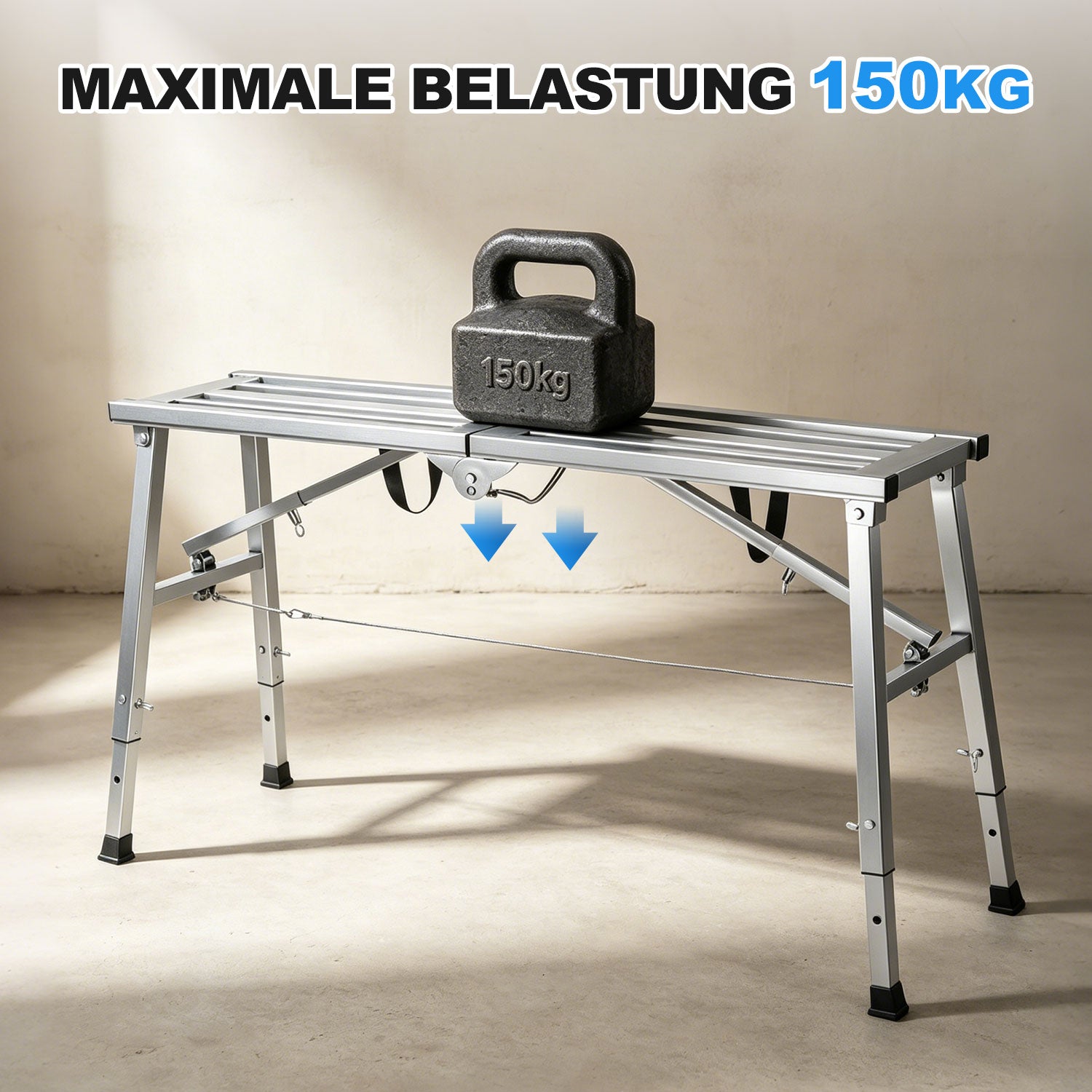 Jopassy Arbeitsplattform 120 × 29 cm Klappbar 3-fach Höhenverstellbar 56–80 cm bis 150 kg