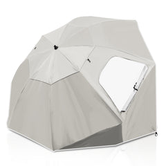 Jopassy Strandmuschel Ø210×220 cm, Sonnenschirm UV50+, 2-in-1 Alu Strandschirm mit Windschutz, faltbar & leicht