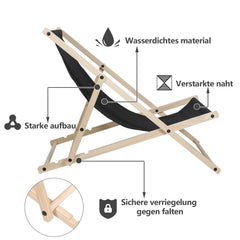 Jopassy Klappbarer Liegestuhl aus Holz bis 120 kg für Garten Strand und Camping