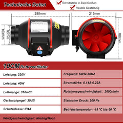 Jopassy Rohrventilator 100/150 mm EC Abluftventilator für Bad Küche Growzelt