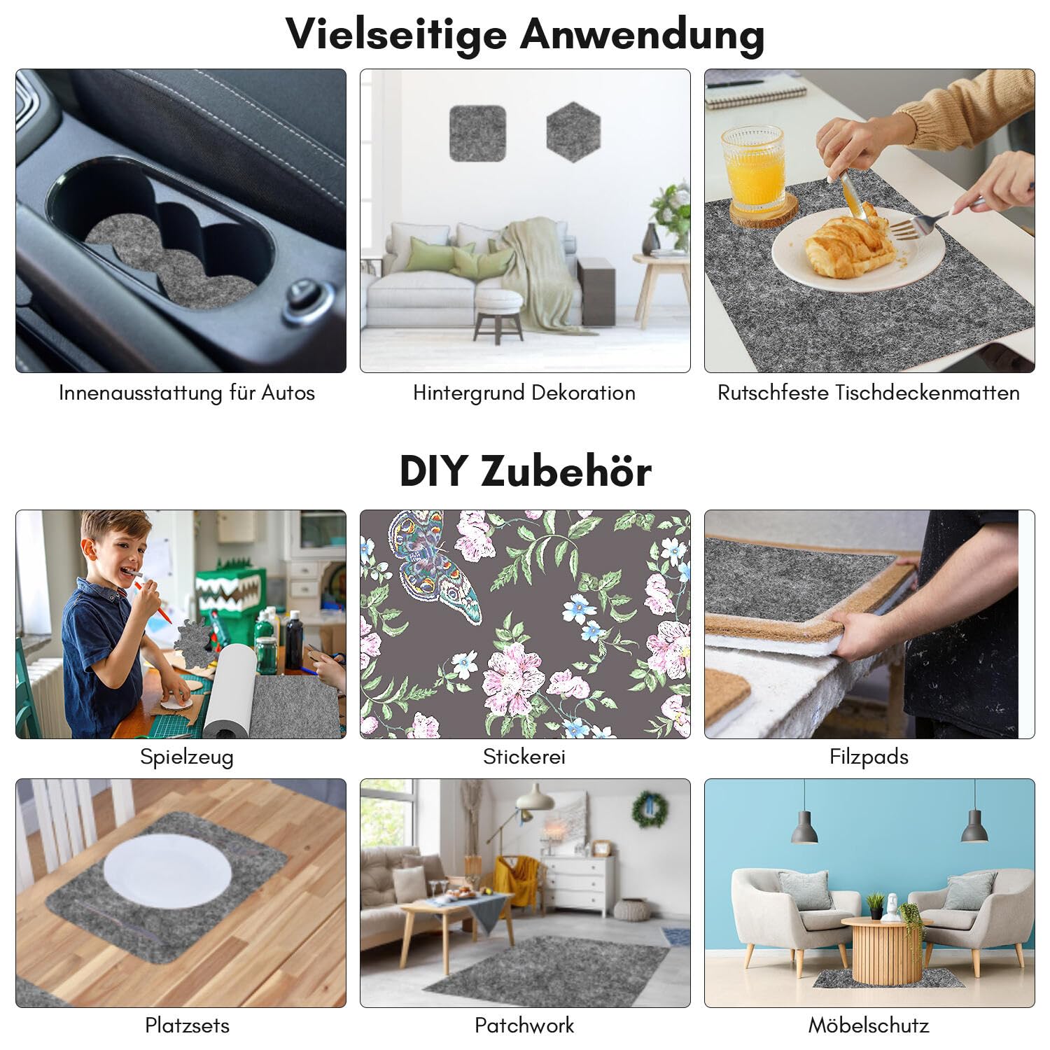 Jopassy Filz selbstklebend 2,5 mm Filzmatte zuschneidbar für DIY Möbel