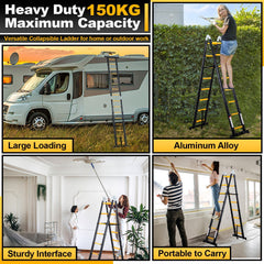 Jopassy Teleskopleiter 5 m klappbar Aluminium Ausziehleiter 150 kg