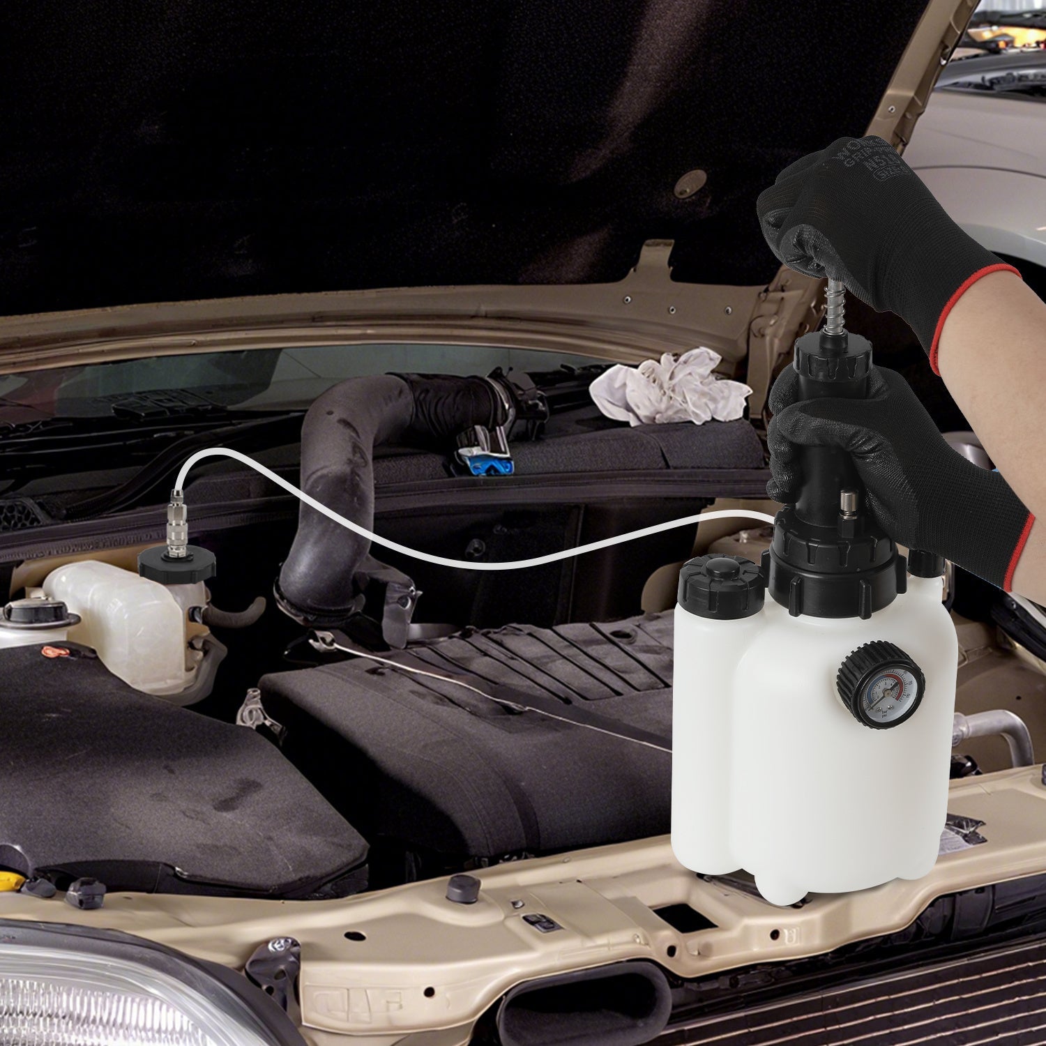 Jopassy Bremsenentlüftungsgerät 3L mit 1L Auffangflasche inkl 4 Adapter