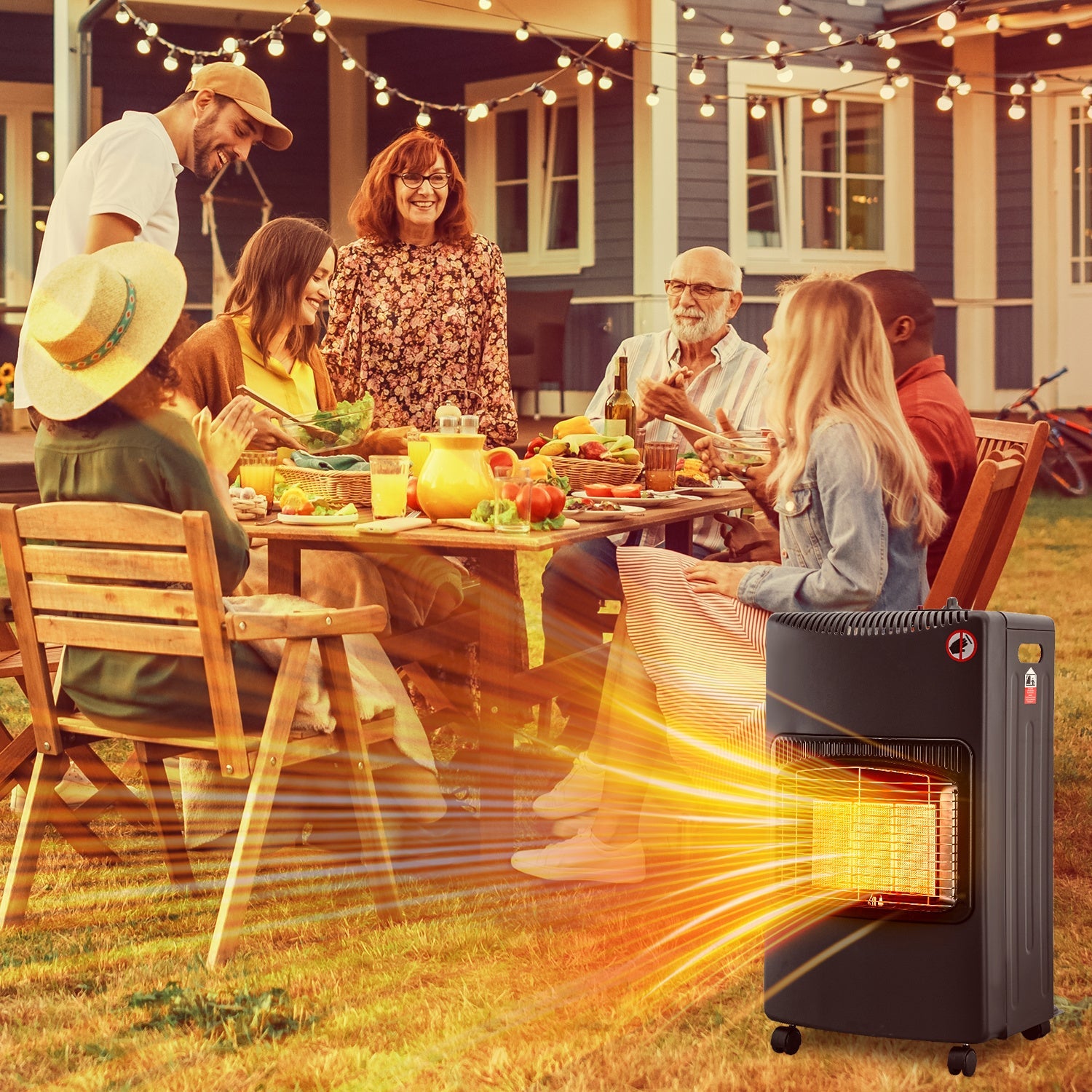 Jopassy Gasofen 4200W für Propan und Butan mit Druckregler Adapter und Rollen