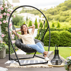 Jopassy Hängesessel mit Gestell und Kissen, höhenverstellbar bis 150 kg, für Garten und Balkon