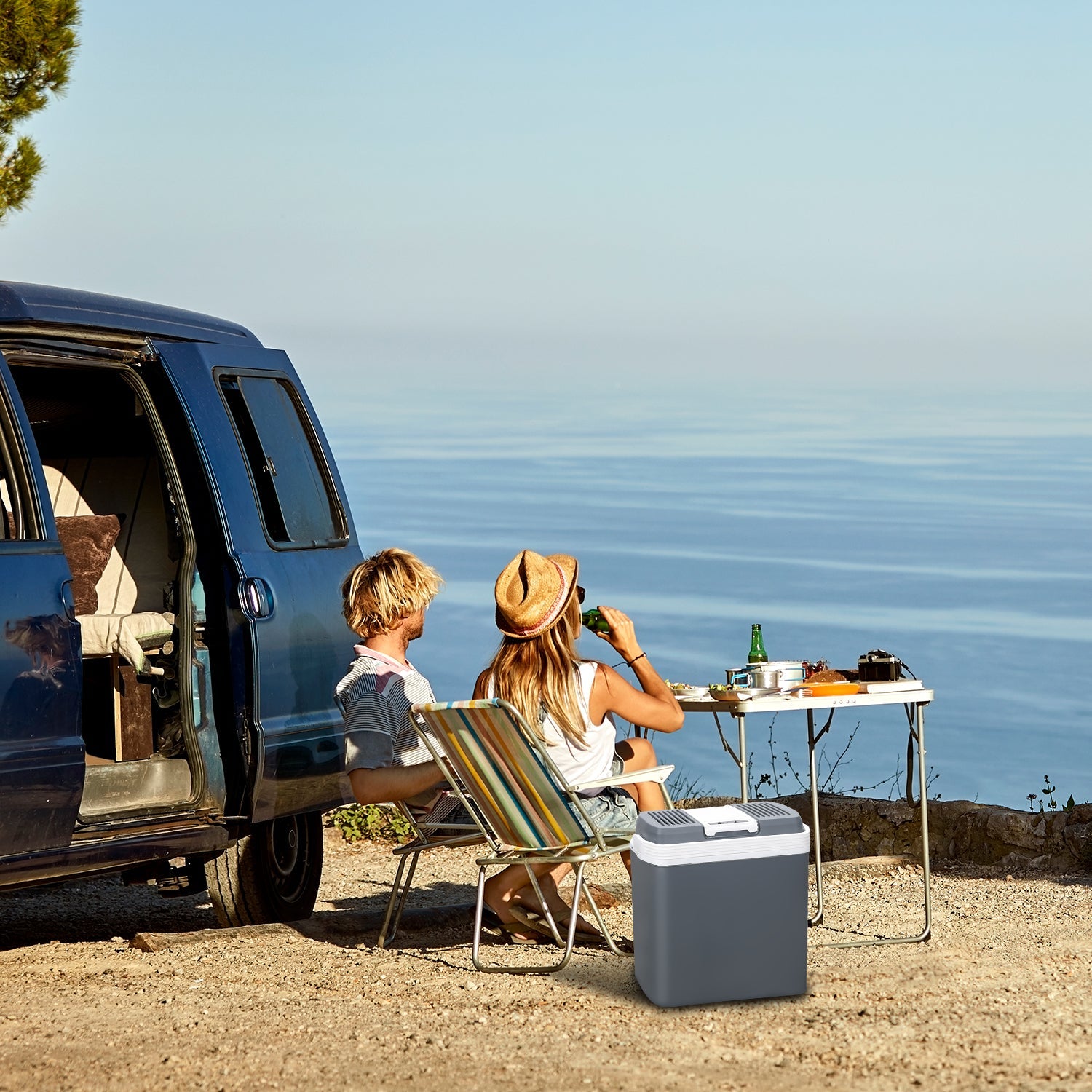 Jopassy Kühlbox 24 L elektrisch 12V 230V mit Warmhaltefunktion für Auto und Camping