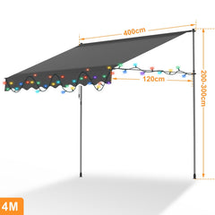 Jopassy Klemmmarkise mit Handkurbel und Solar LED für Balkon und Terrasse