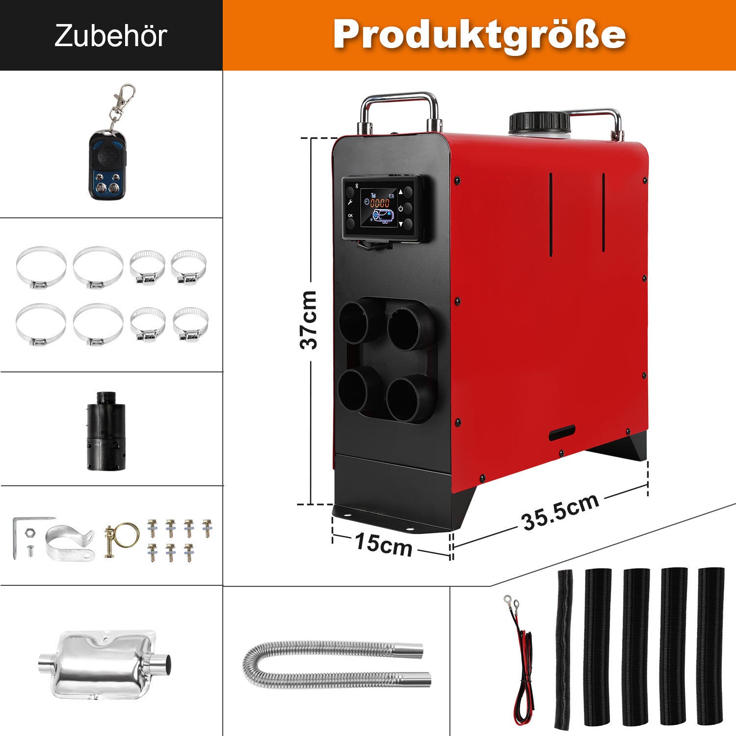Jopassy Dieselheizung 8kW 12V mit Bluetooth LCD Fernbedienung 5L Tank für Fahrzeuge