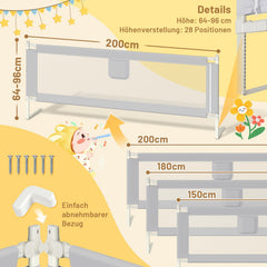 Jopassy Bettgitter Rausfallschutz 150/180/200cm mit Absenkfunktion für Kinderbett