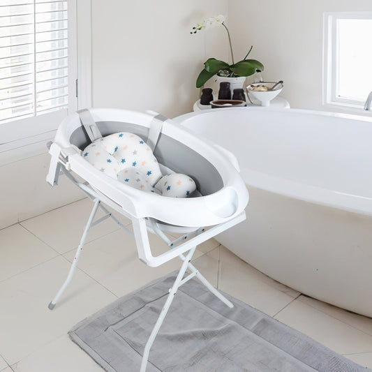 Jopassy faltbare Babybadewanne 85 x 47 x 21 cm mit Gestell und Badematte