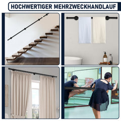 Jopassy Treppengeländer Handlauf Schwarz 100-300 cm Rundrohr für Innen und Außen