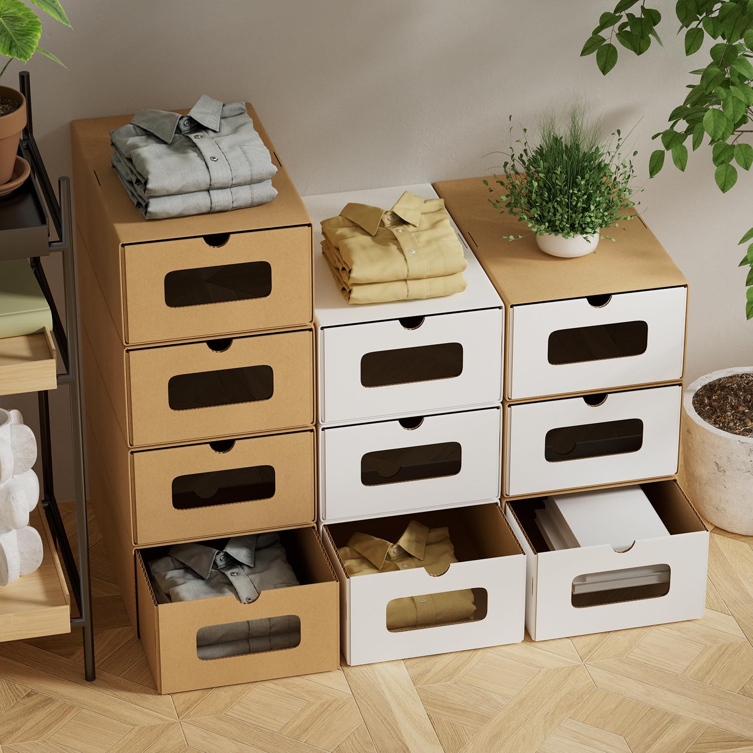 Jopassy Aufbewahrungsboxen 10er Set 33 x 30 x 35 cm mit Sichtfenster
