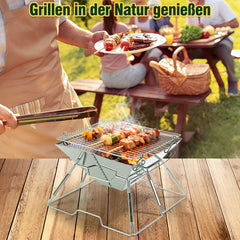 Jopassy Faltbarer Grill aus 304 Edelstahl mit höhenverstellbarem Grillrost und Tragetasche