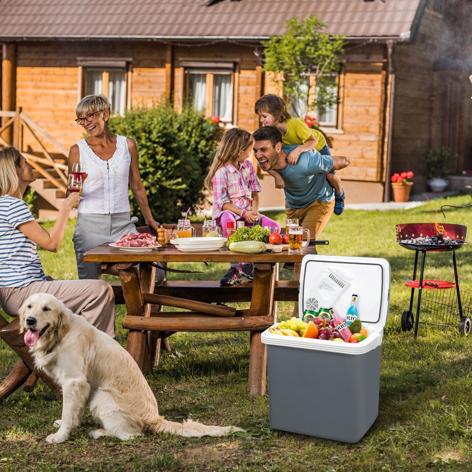 Jopassy Kühlbox 24 L elektrisch 12V 230V mit Warmhaltefunktion für Auto und Camping