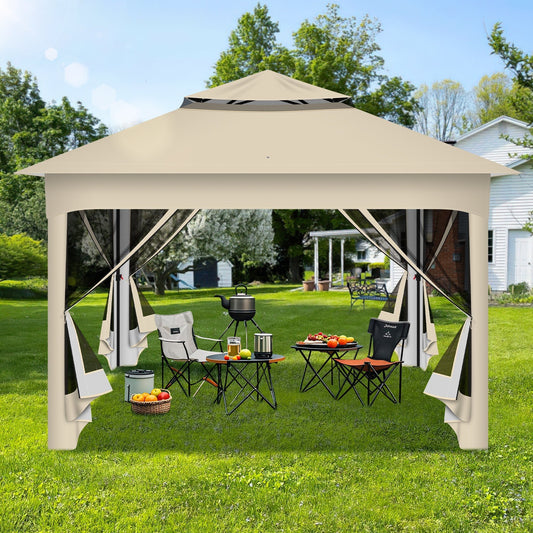 Jopassy Pavillon 3x3 m wasserdicht mit Moskitonetz und Doppeldach für Garten