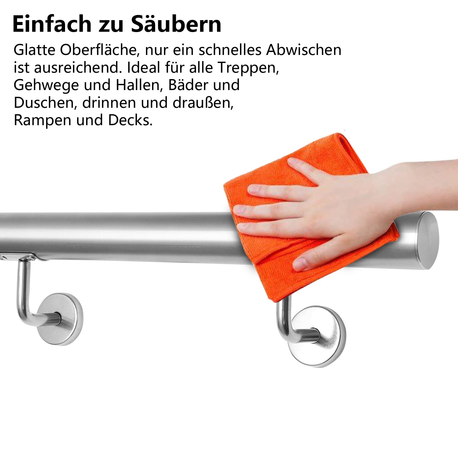 Jopassy Edelstahl Wandhandlauf 50 bis 200 cm für Treppe