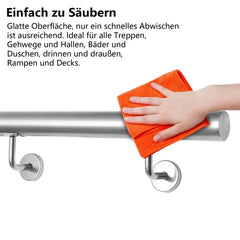 Jopassy Edelstahl Wandhandlauf 50 bis 200 cm für Treppe