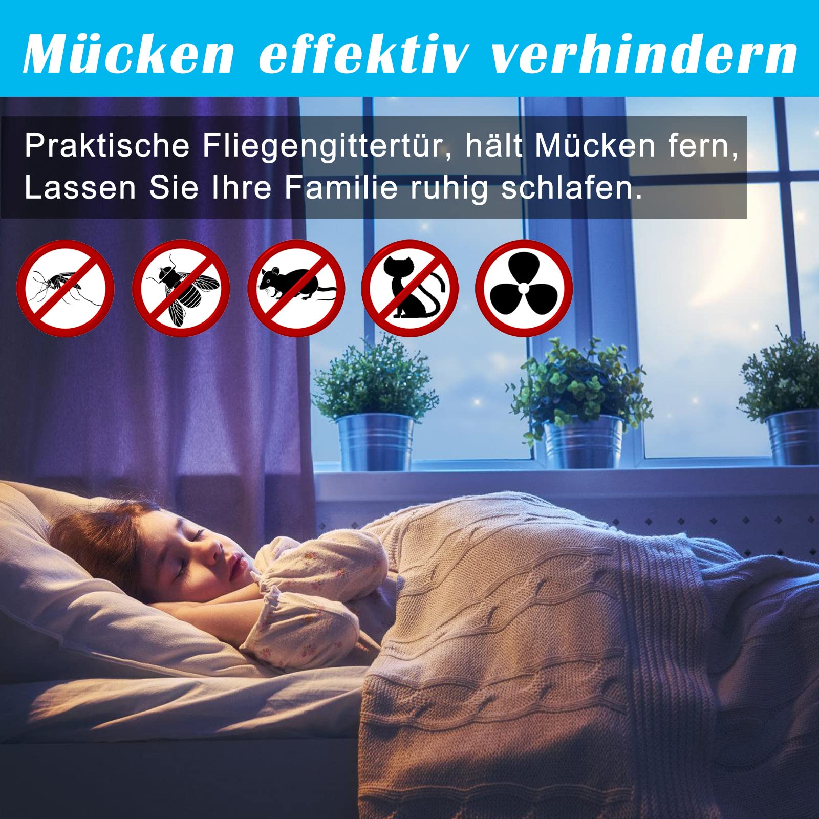 Jopassy Fliegengittertür mit Alu-Rahmen für Balkon Terrasse