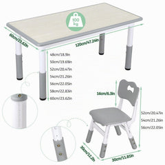 Jopassy Kindertisch 60/80/120 cm 7-fach höhenverstellbar als Mal- und Schreibtisch