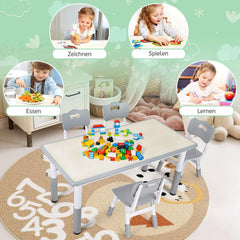 Jopassy Kindertisch 60/80/120 cm 7-fach höhenverstellbar als Mal- und Schreibtisch