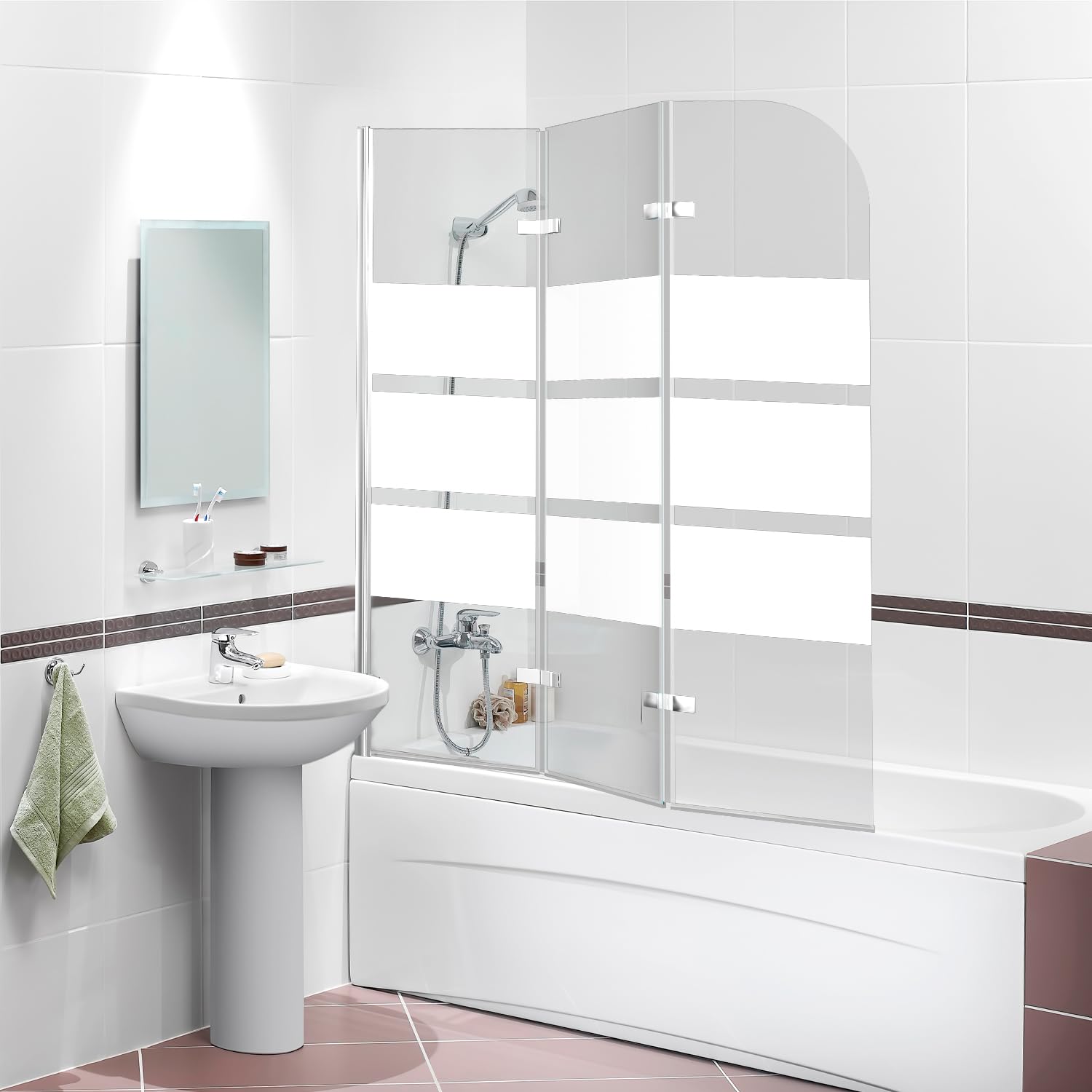Jopassy Badewannenfaltwand aus 6 mm ESG Glas 180 Grad schwenkbar