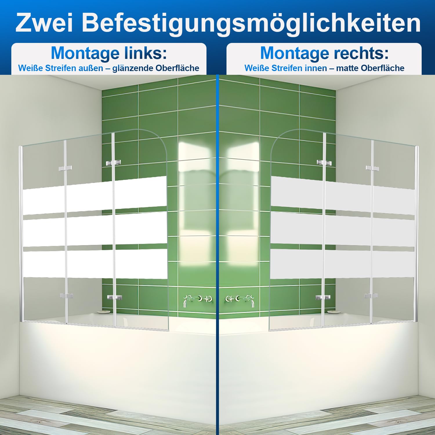 Jopassy Badewannenfaltwand aus 6 mm ESG Glas 180 Grad schwenkbar