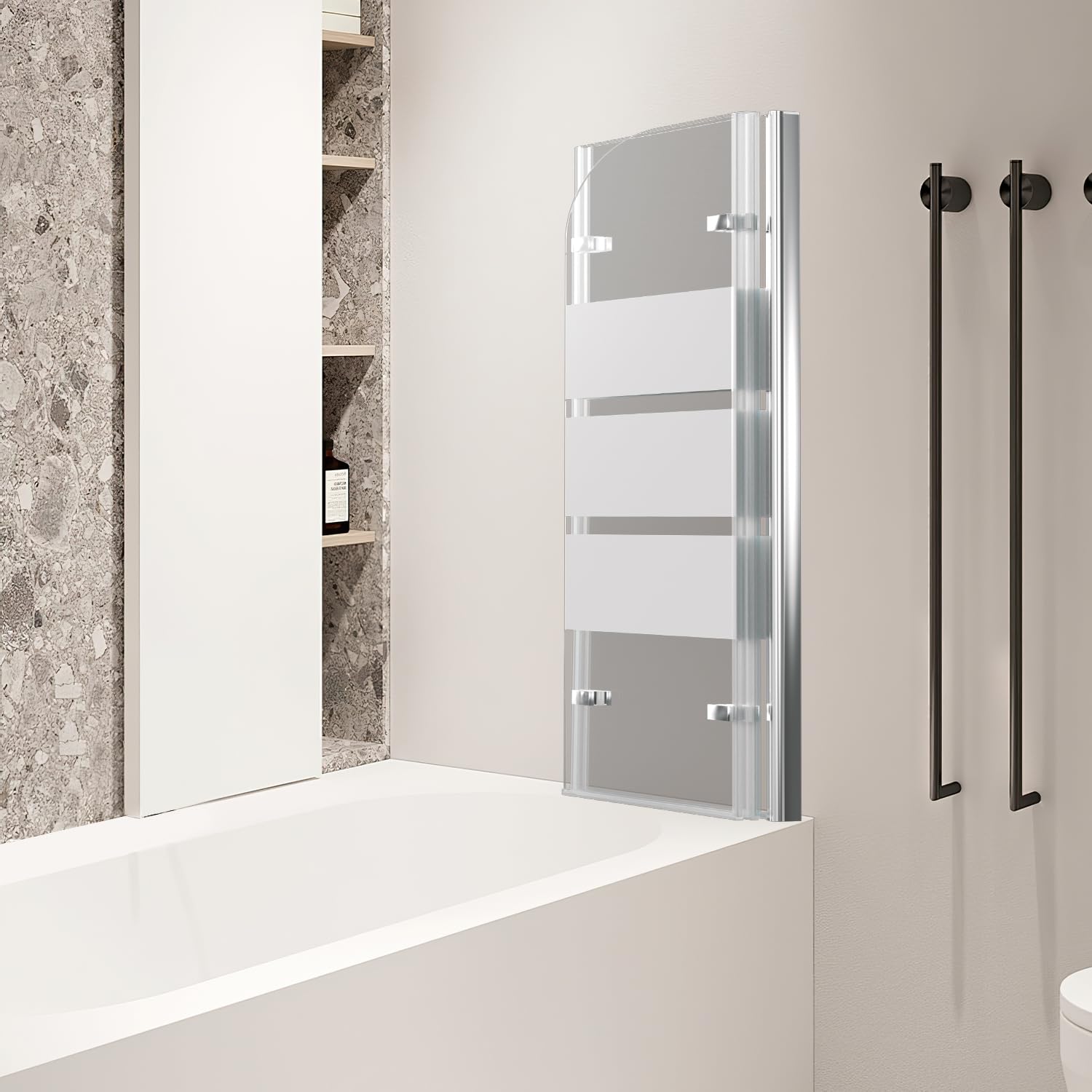 Jopassy Badewannenfaltwand aus 6 mm ESG Glas 180 Grad schwenkbar