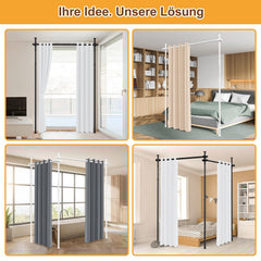 Jopassy Raumteiler Gardinenstange ohne Bohren 122–305 cm freistehend