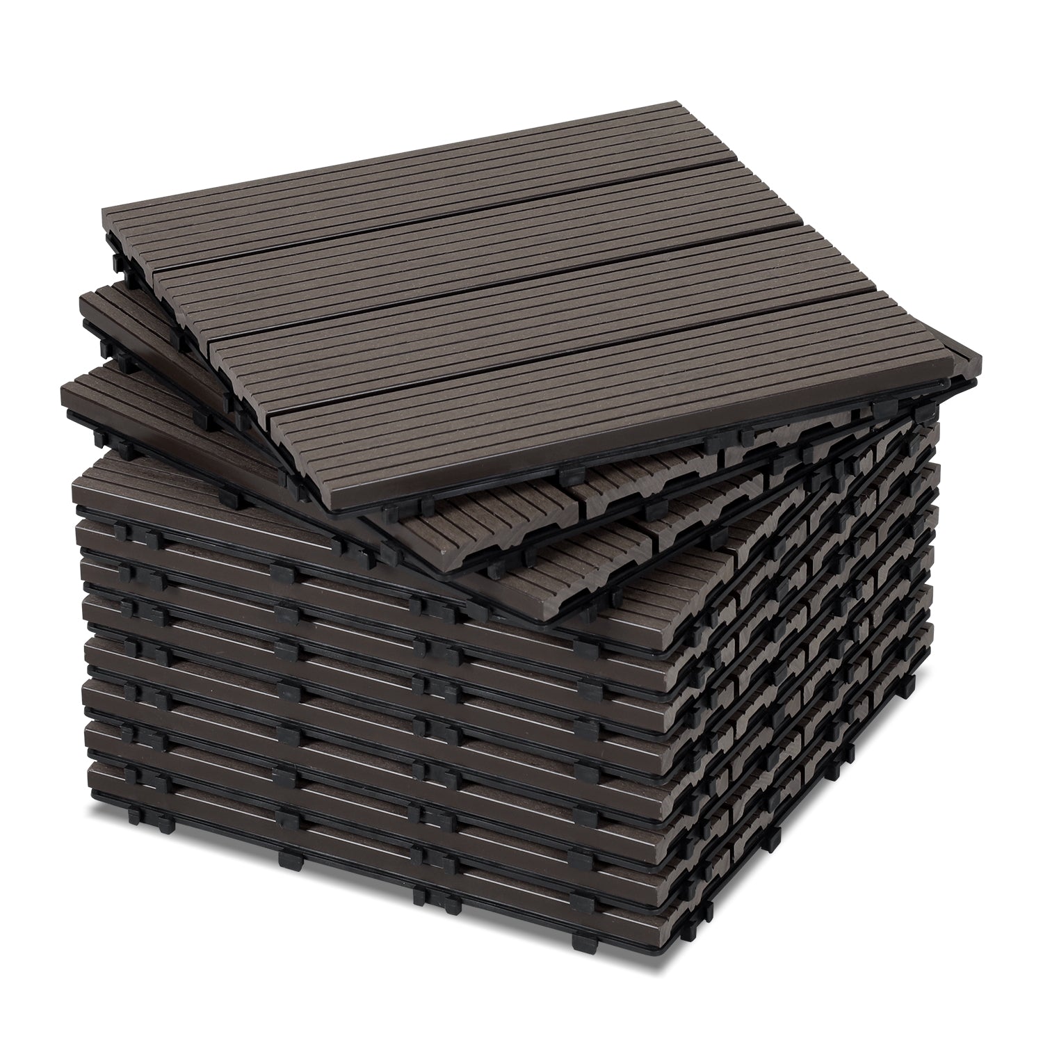 Jopassy WPC Terrassenfliesen 30x30 cm, Klickfliesen für Balkon, 1–5 m²