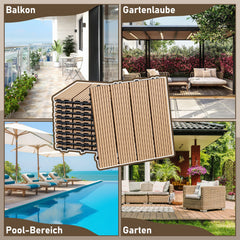 Jopassy WPC Terrassenfliesen 30x30 cm, Klickfliesen für Balkon, 1–5 m²