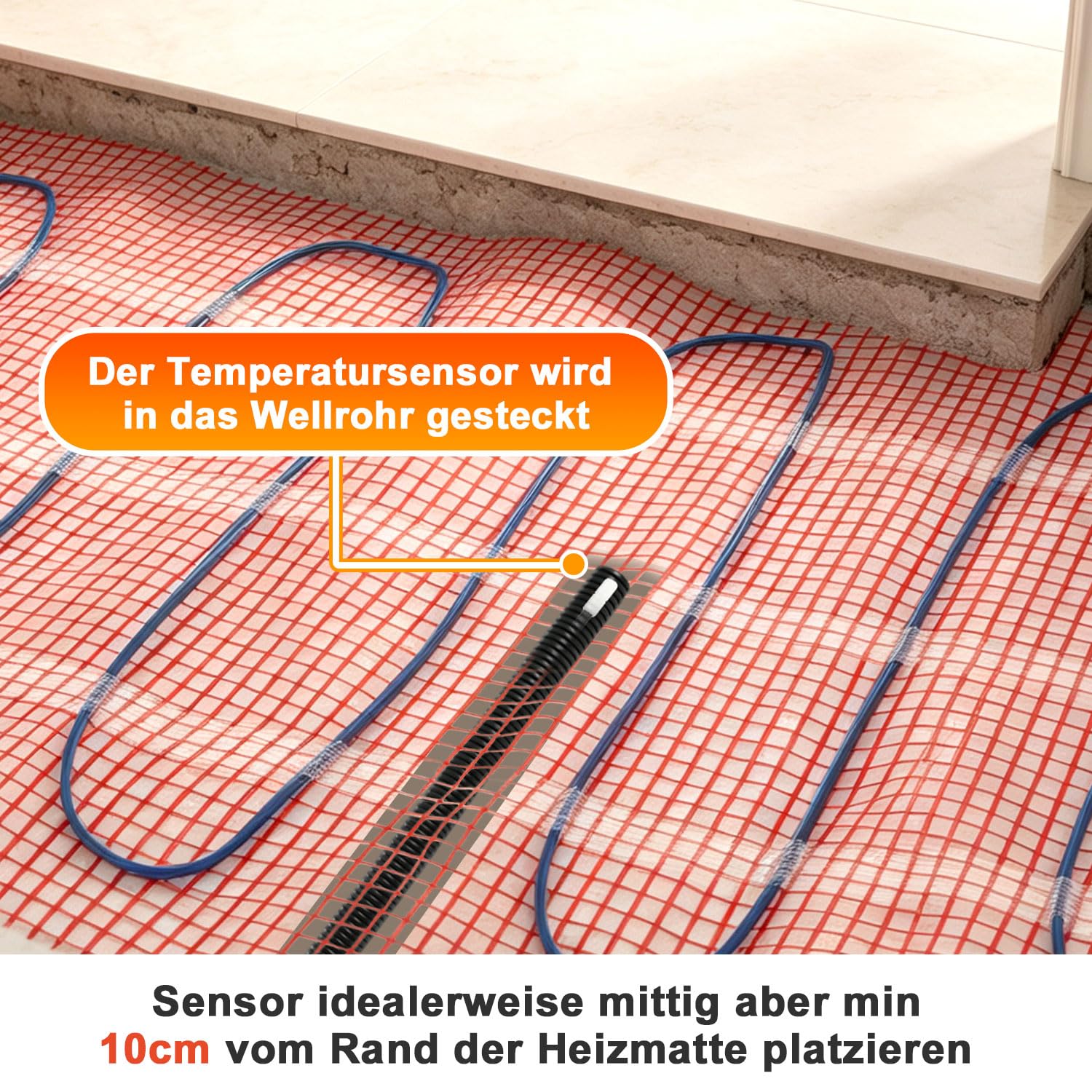 Jopassy Elektrische Fußbodenheizung 150 W/m² für 1–10 m² mit WLAN-Thermostat