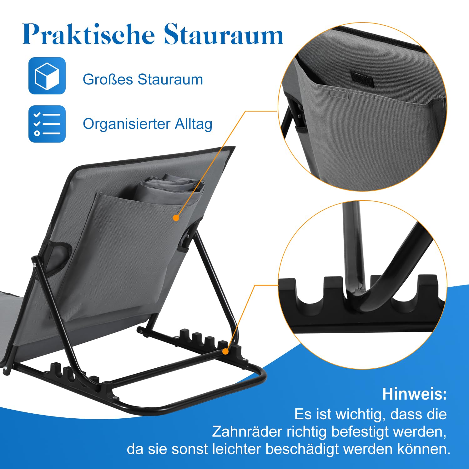 Jopassy Strandliege klappbar 158 cm mit Kissen und Tasche