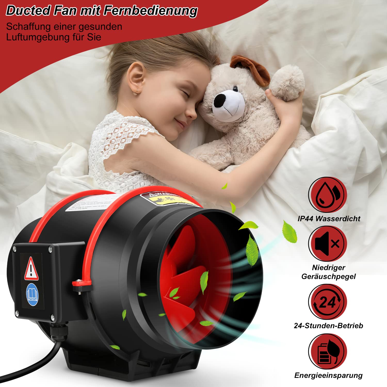 Jopassy Rohrventilator 100/150 mm EC Abluftventilator für Bad Küche Growzelt