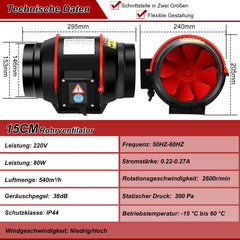 Jopassy Rohrventilator 100/150 mm EC Abluftventilator für Bad Küche Growzelt