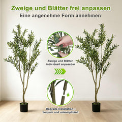 Jopassy Künstlicher Olivenbaum 120/150/180 cm Dekobaum mit Pflanztopf
