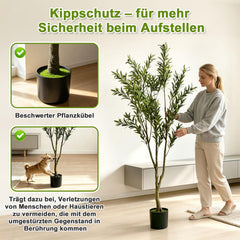 Jopassy Künstlicher Olivenbaum 120/150/180 cm Dekobaum mit Pflanztopf