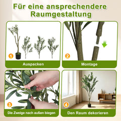 Jopassy Künstlicher Olivenbaum 120/150/180 cm Dekobaum mit Pflanztopf
