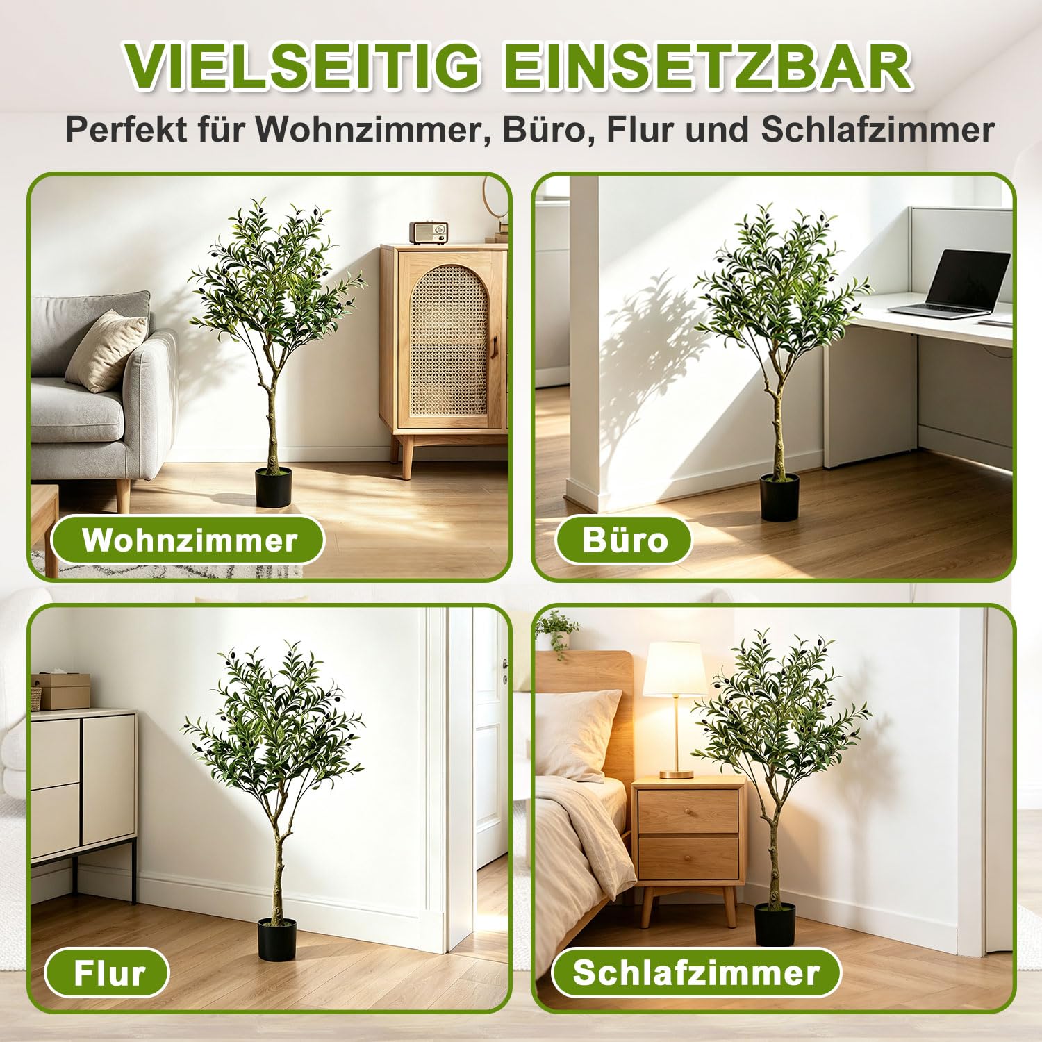 Jopassy Künstlicher Olivenbaum 120/150/180 cm Dekobaum mit Pflanztopf