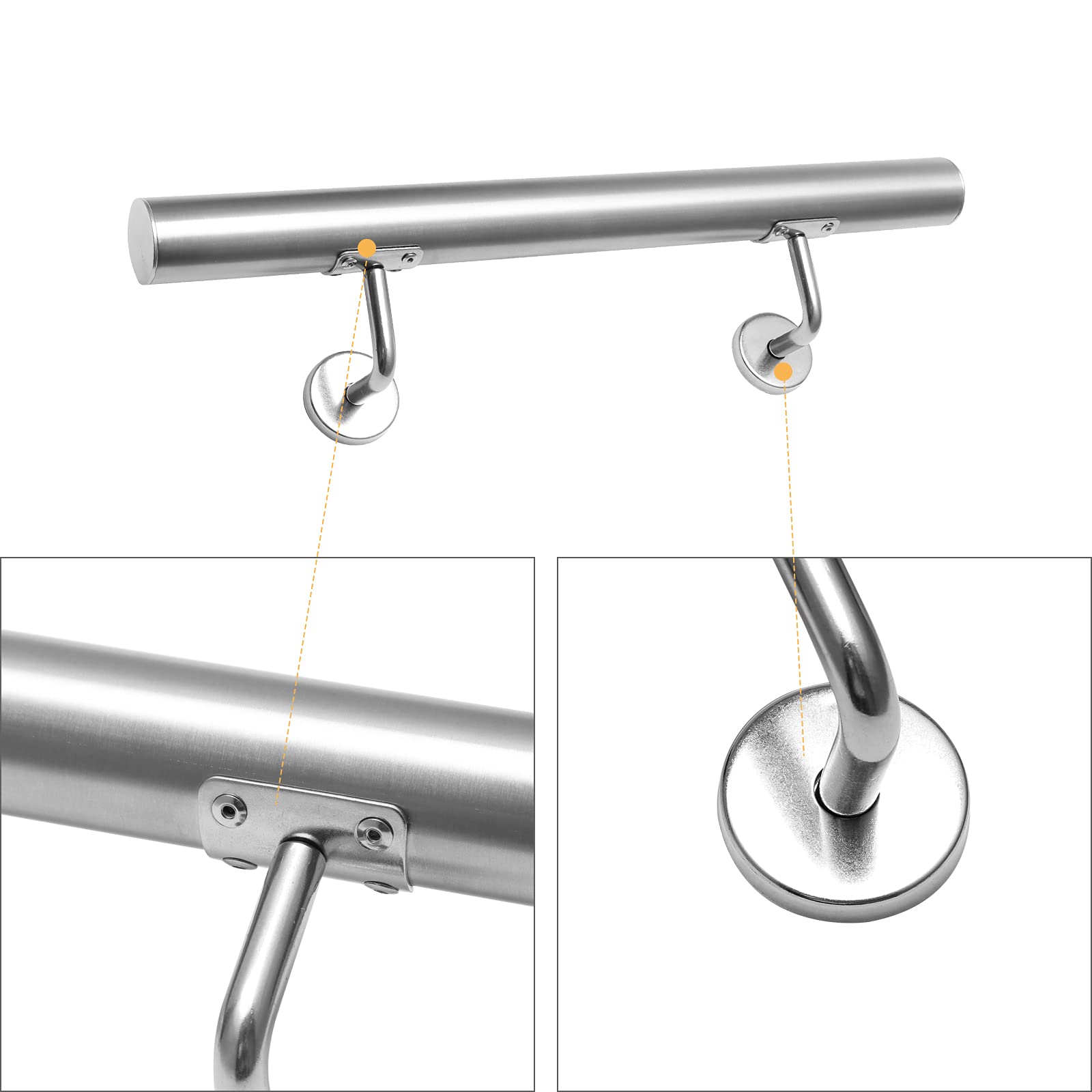 Jopassy Edelstahl Wandhandlauf 50 bis 200 cm für Treppe