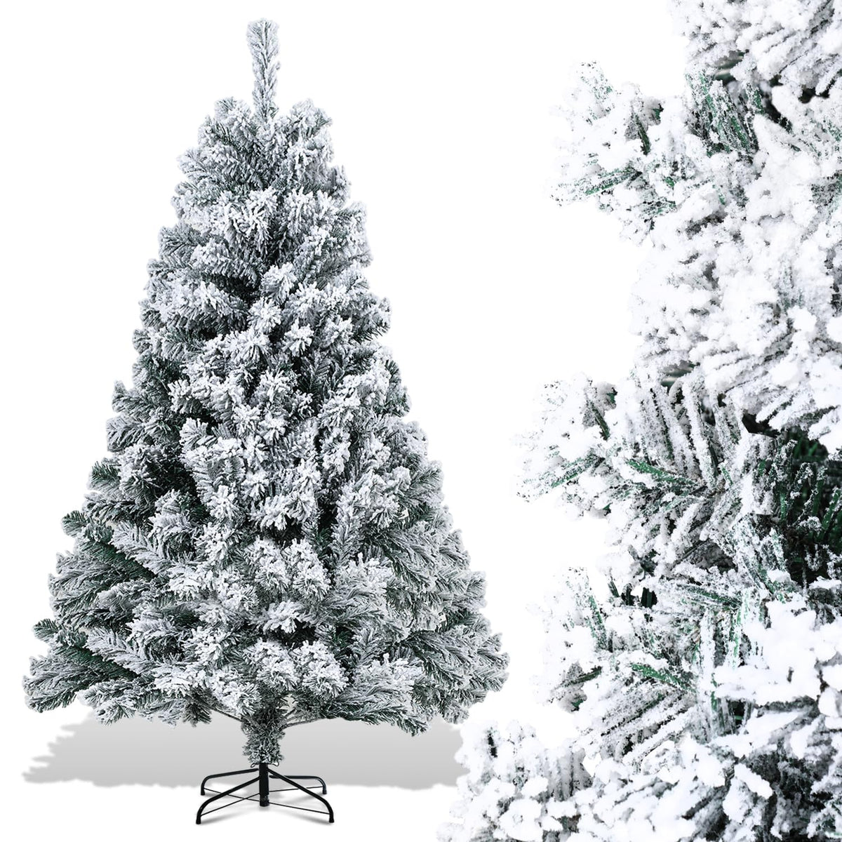 Jopassy Künstlicher Weihnachtsbaum 120/150/180 cm Schneebeflockt mit Metallständer