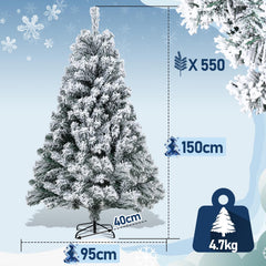 Jopassy Künstlicher Weihnachtsbaum 120/150/180 cm Schneebeflockt mit Metallständer