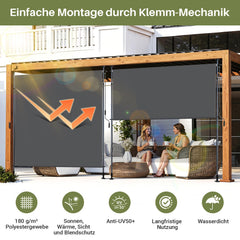 Jopassy Klemmmarkise Senkrechtmarkise ohne Bohren für Balkon